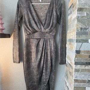 Metallic Gray Faux-Snakeskin Wrap Dress - Women's
